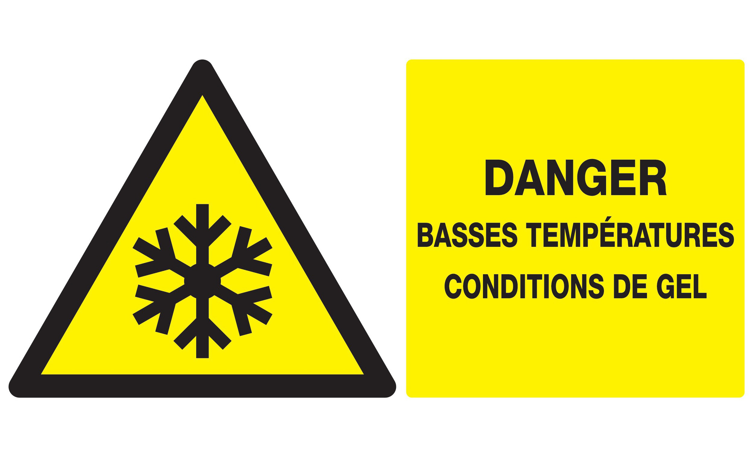 Panneau adhésif DANGER, BASSES TEMPERATURES CONDITIONS DE GEL 330x200mm TALIAPLAST - 721308