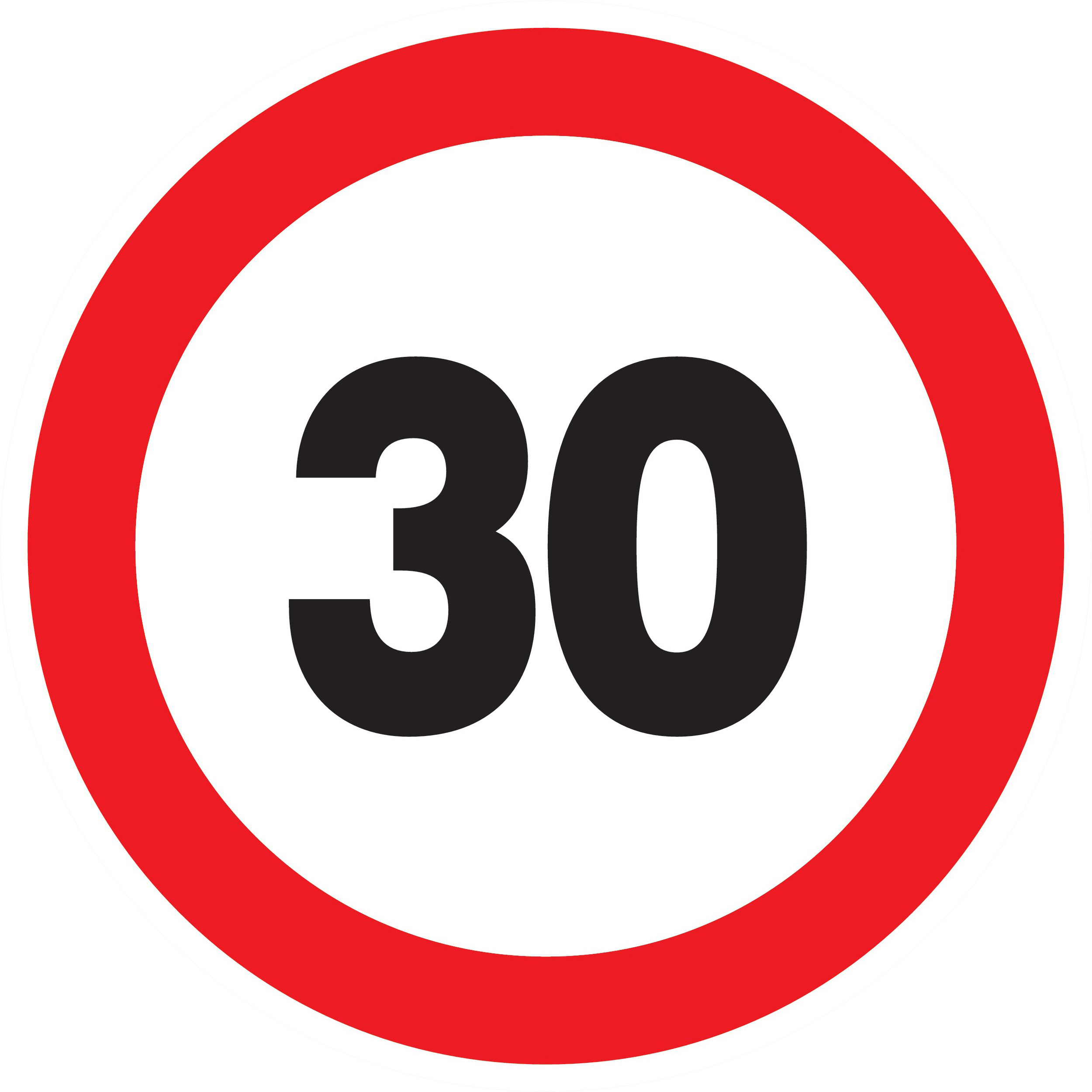 Panneau adhésif INTERDIT DE ROULER A PLUS DE 30 KM/H Ø300MM TALIAPLAST - 722262