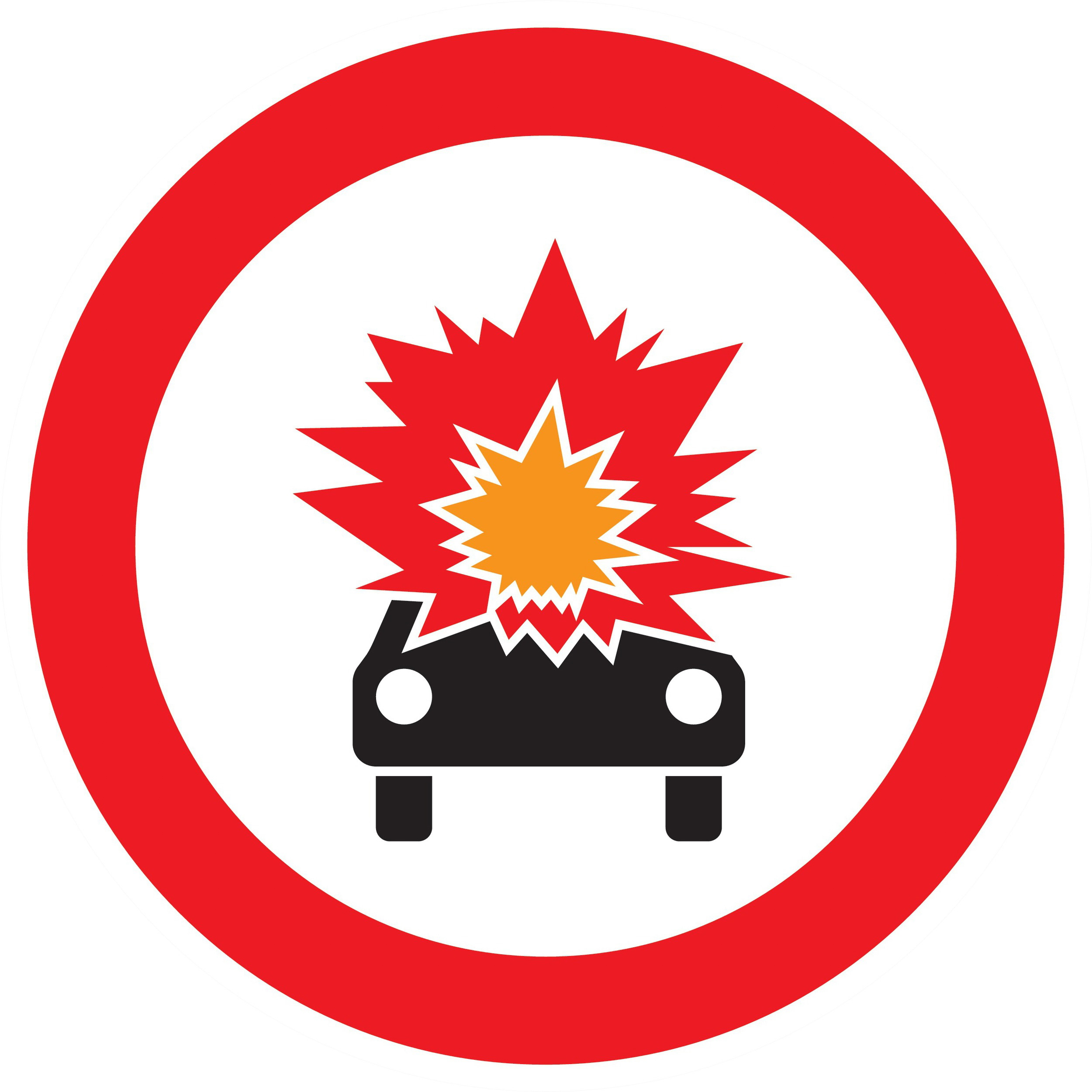 Panneau adhésif INTERDIT TRANSPORT PROD. EXPLOSIFS/INFLAmmABLES D.300mm TALIAPLAST - 722287