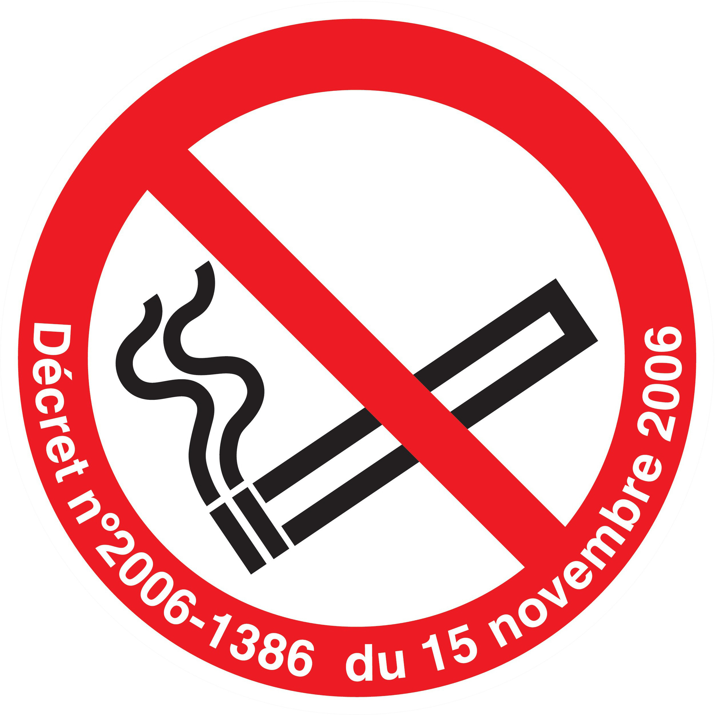 Panneau adhésif INTERDICTION DE FUMER (DECRET DU 15/11/2006) Ø300MM TALIAPLAST - 722302