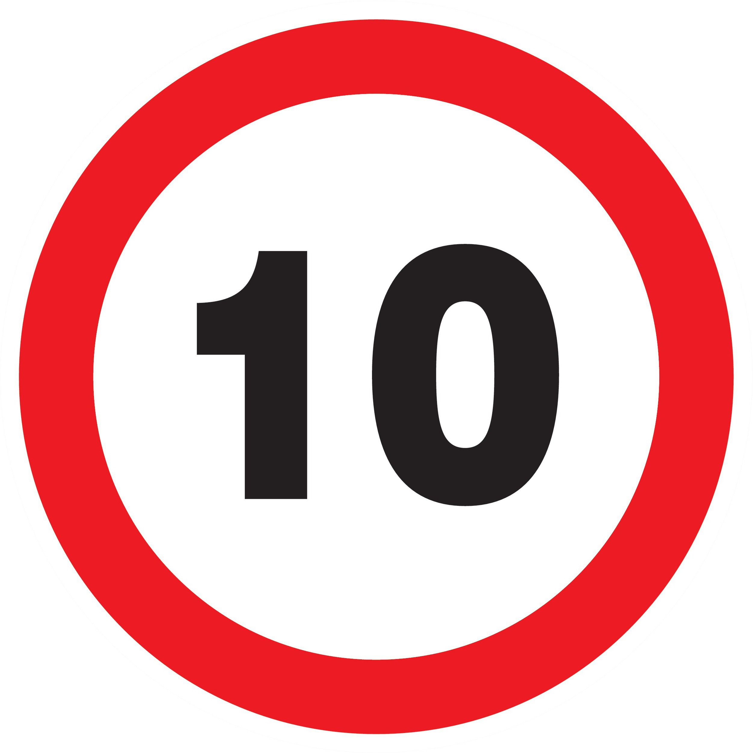 Panneau adhésif INTERDIT DE ROULER A PLUS DE 10 KM/H Ø420MM TALIAPLAST - 723260