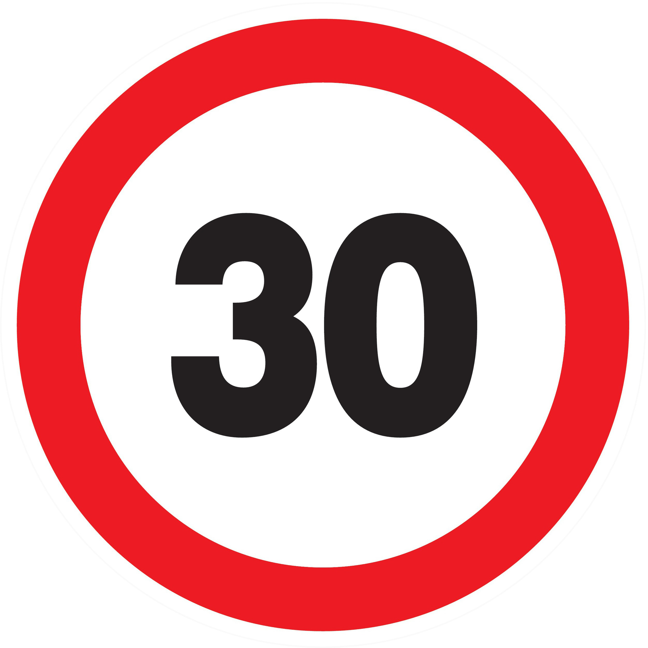 Panneau adhésif INTERDIT DE ROULER A PLUS DE 30 KM/H Ø80MM TALIAPLAST - 724262