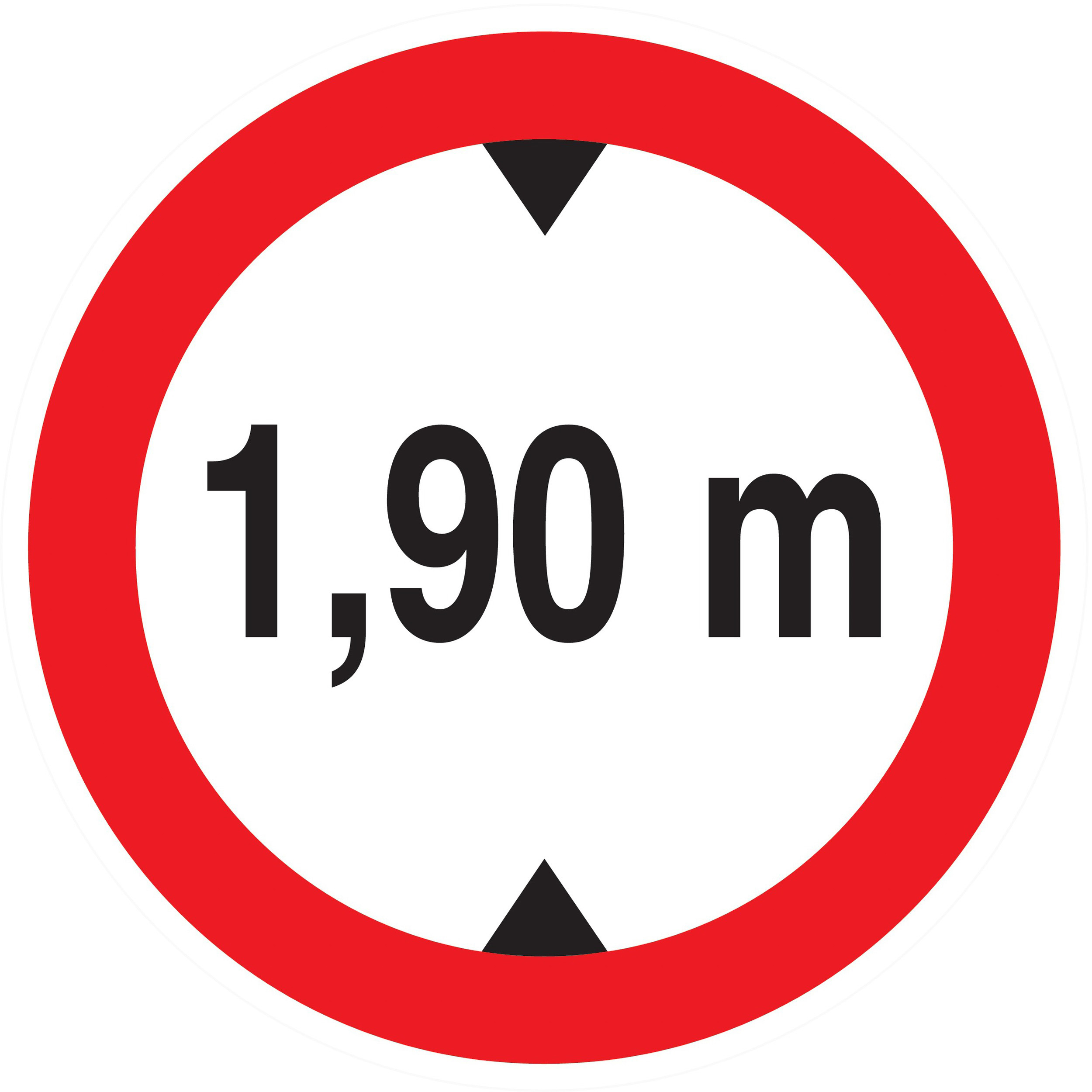 Panneau adhésif INTERDIT AUX VEHICULES DE PLUS DE 1.90M DE HAUT D.80mm TALIAPLAST - 724273