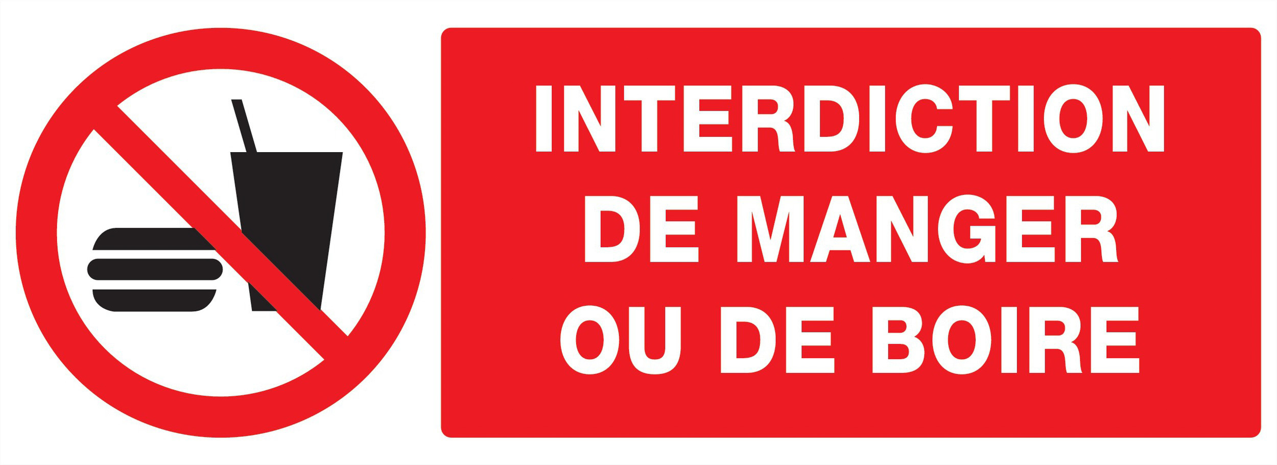 Panneau adhésif INTERDICTION DE MANGER OU DE BOIRE 330X120MM TALIAPLAST - 726229