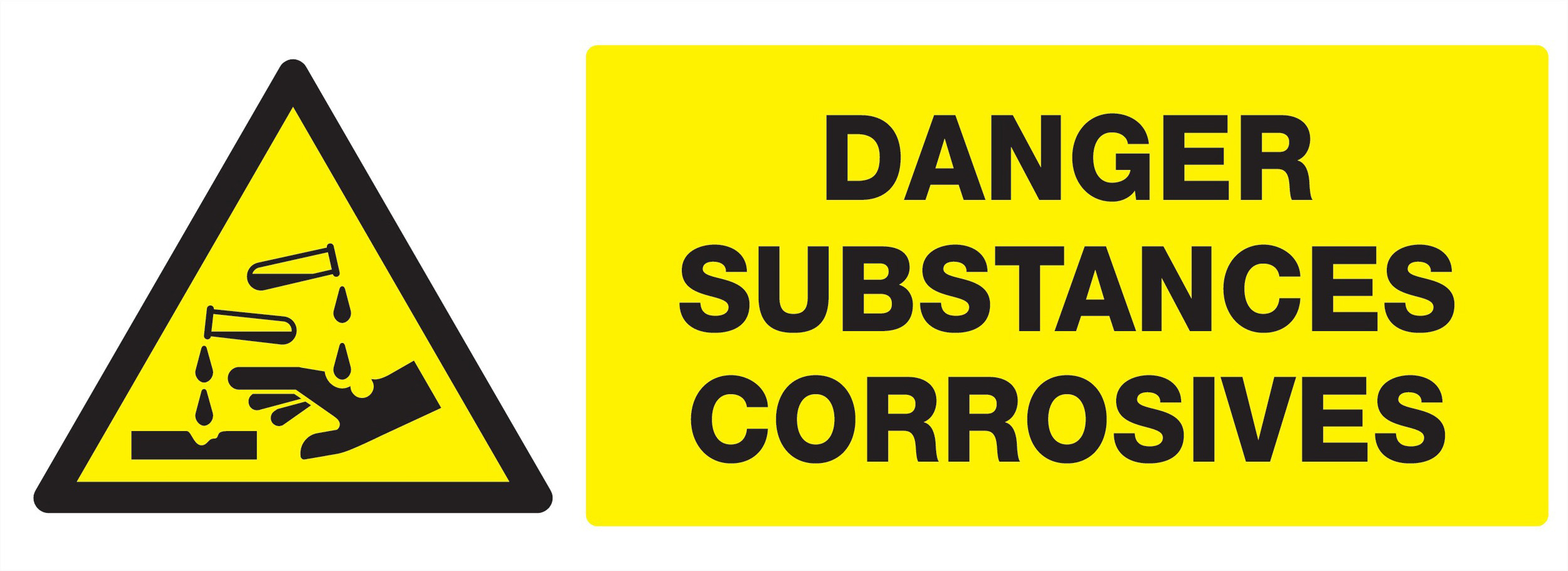 Panneau adhésif DANGER, SUBSTANCES CORROSIVES 330X120MM TALIAPLAST - 726309