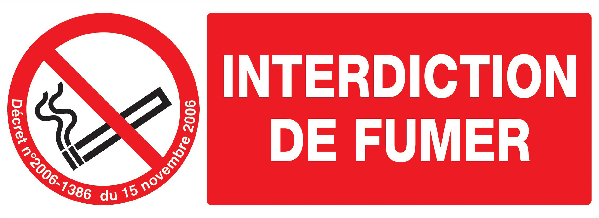 Panneau adhésif INTERDICTION DE FUMER (DECRET DU 15/11/2006) 330x120mm TALIAPLAST - 726335