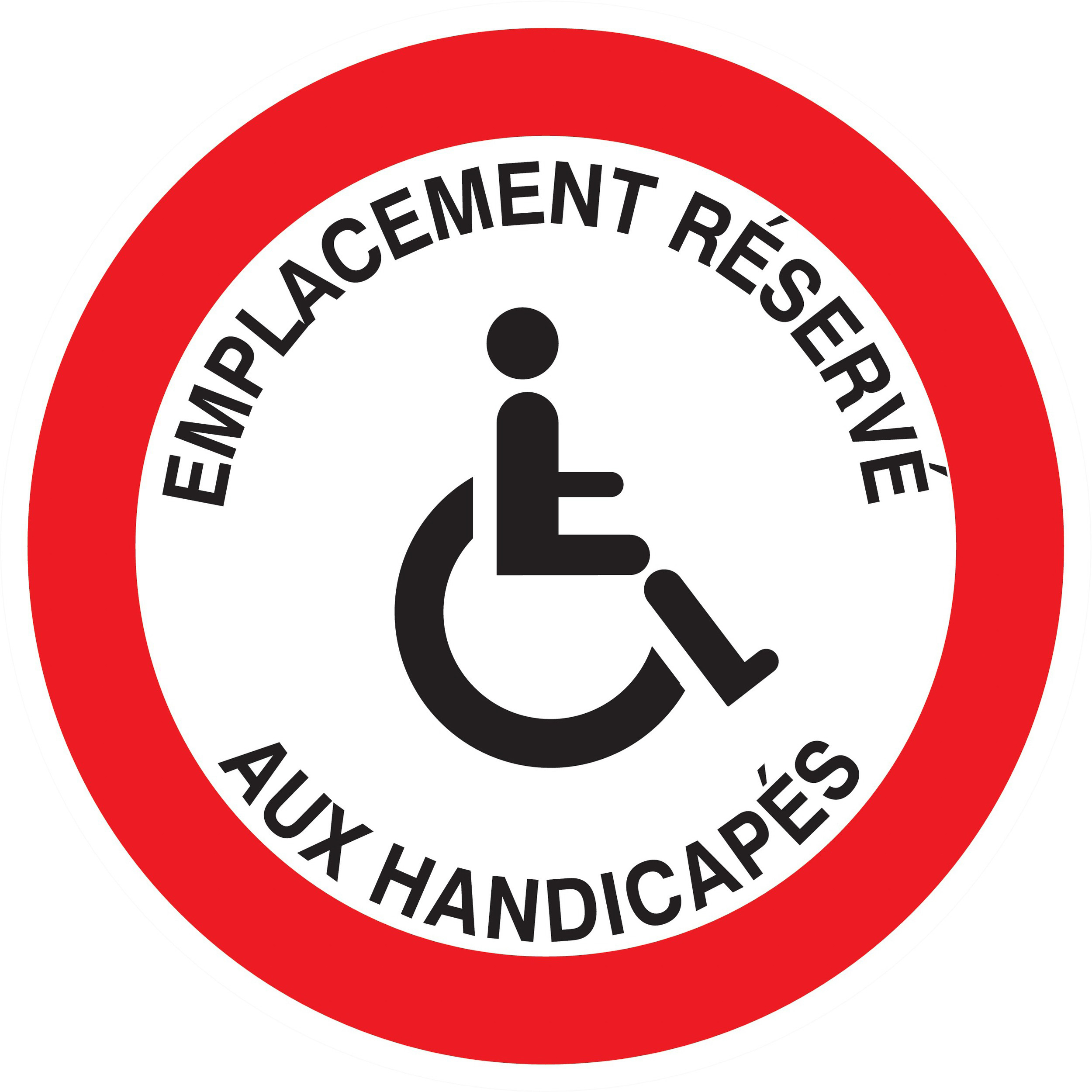Panneau adhésif EMPLACEMENT RESERVE AUX HANDICAPES Ø180MM TALIAPLAST - 727266