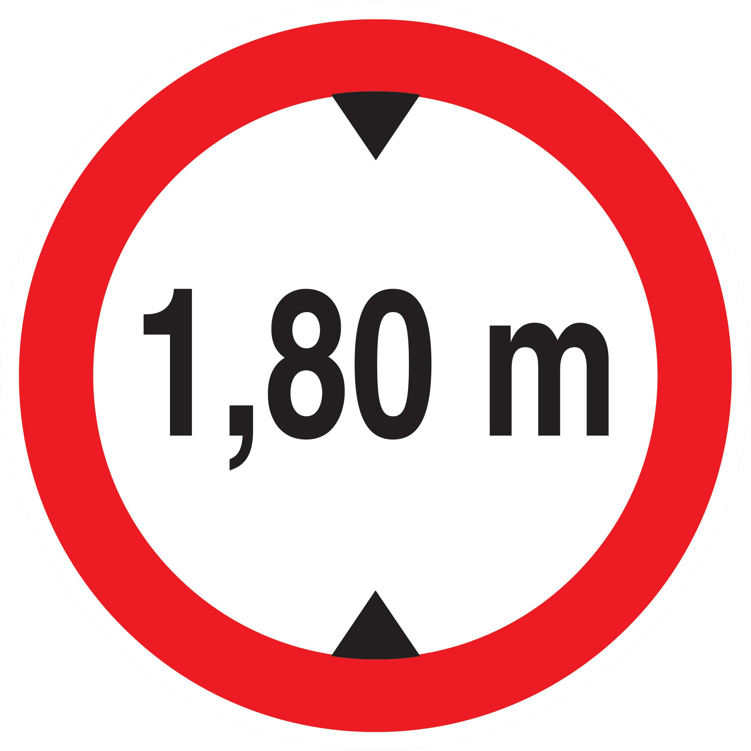 Panneau adhésif INTERDIT AUX VEHICULES DE PLUS DE 1.80M DE HAUT D.180mm TALIAPLAST - 727272