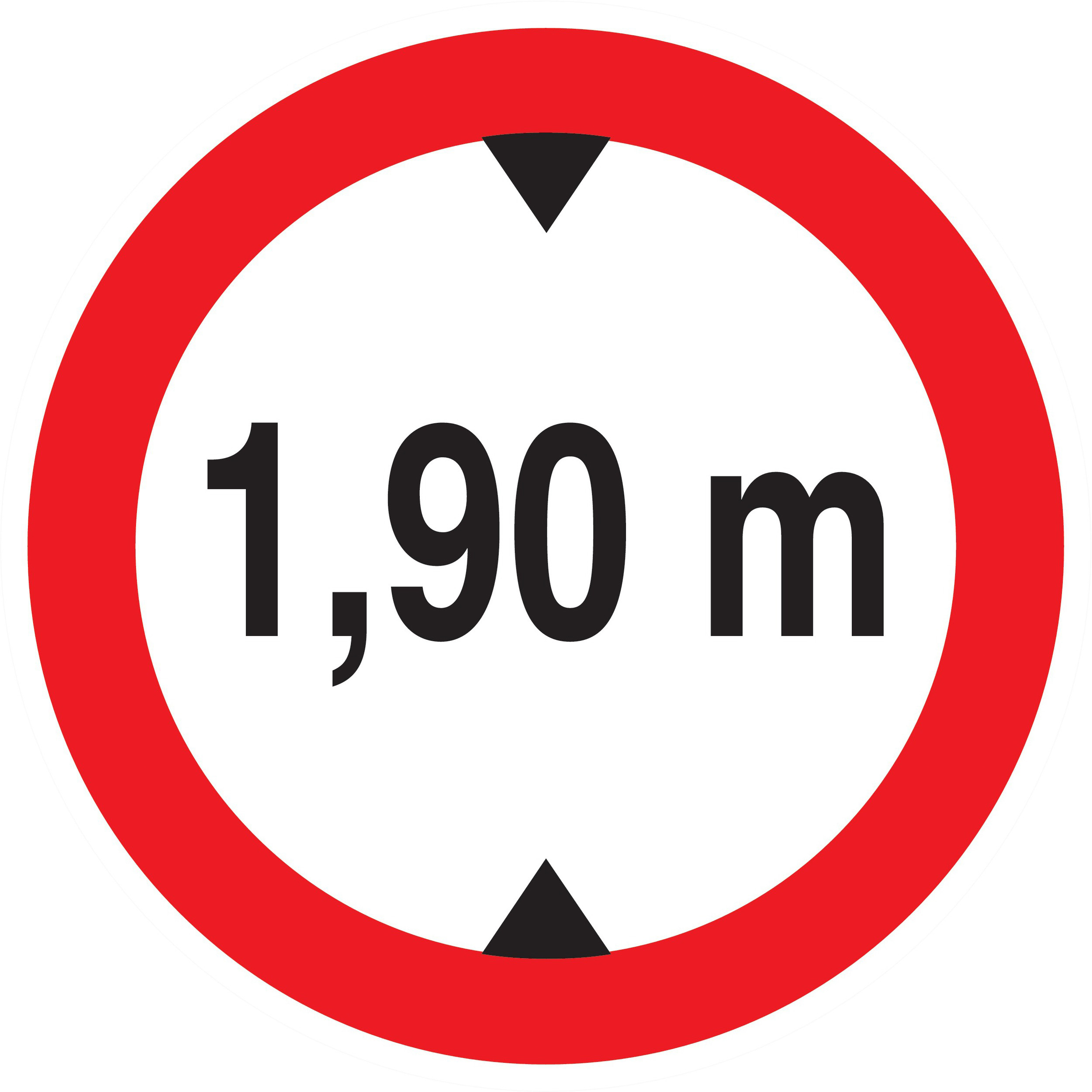 Panneau adhésif INTERDIT AUX VEHICULES DE PLUS DE 1.90M DE HAUT D.180mm TALIAPLAST - 727273