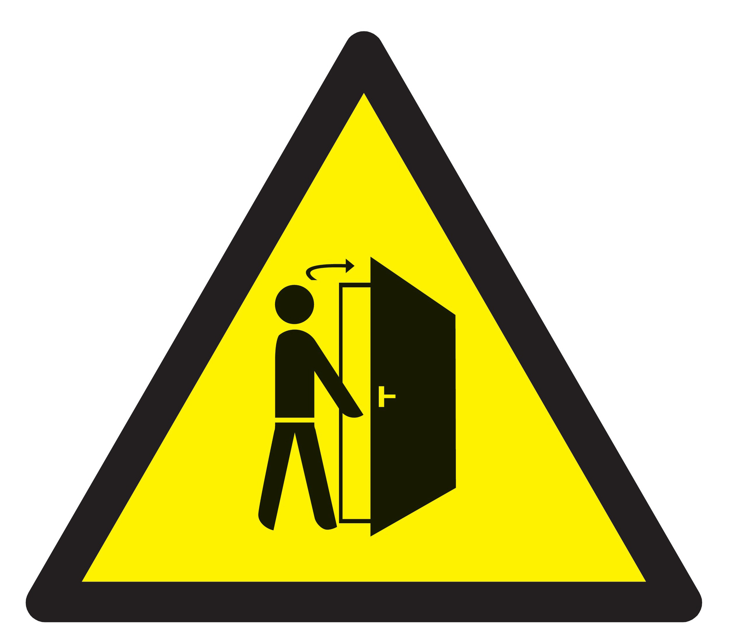 Panneau adhésif DANGER ATTENTION A L'OUVERTURE DE PORTE 100X100X100MM TALIAPLAST - 729918