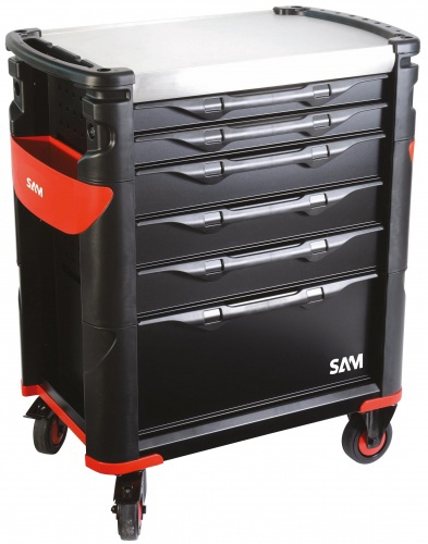 Servante 41 - 6 tiroirs - noire - plateau inox SAM OUTILLAGE - 416HK