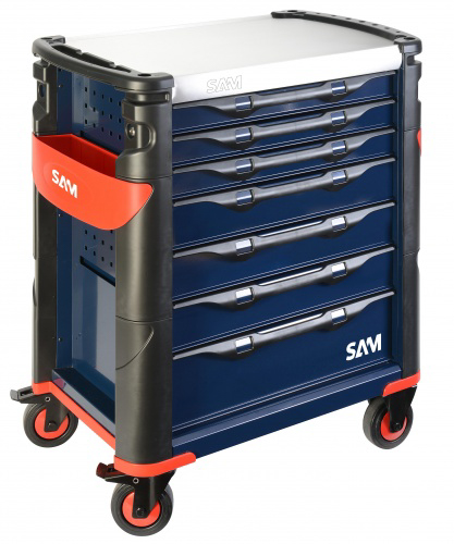 Servante 41 - 7 tiroirs - bleue - plateau inox SAM OUTILLAGE - 417HB