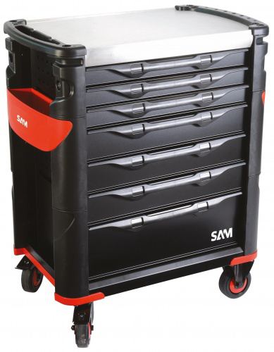 Servante 41 - 7 tiroirs - noire - plateau inox SAM OUTILLAGE - 417HK