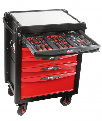 SERVANTE SERVI-640 6 TIROIRS + COMPOSITION MAINTENANCE INDUSTRIELLE 200 OUTILS EN MODULES ABS SAM OUTILLAGE - CPP200SV4