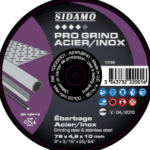 DISQ EBARB PRO GRIND ACIER INOX D.76 x 4.8 x 10 SIDAMO - 10222001