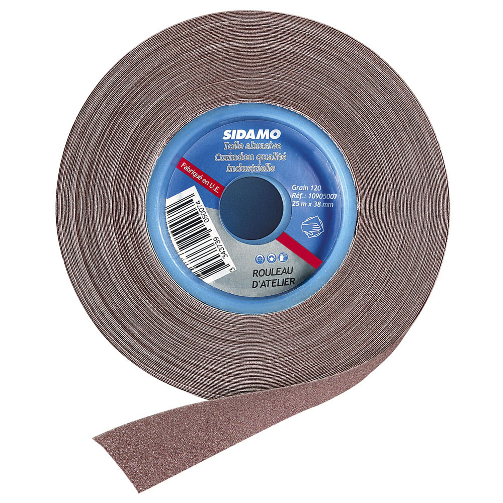 ROULEAU ABRASIF D'ATELIER 25MX38MM GR 100 CORINDON SIDAMO - 10905006