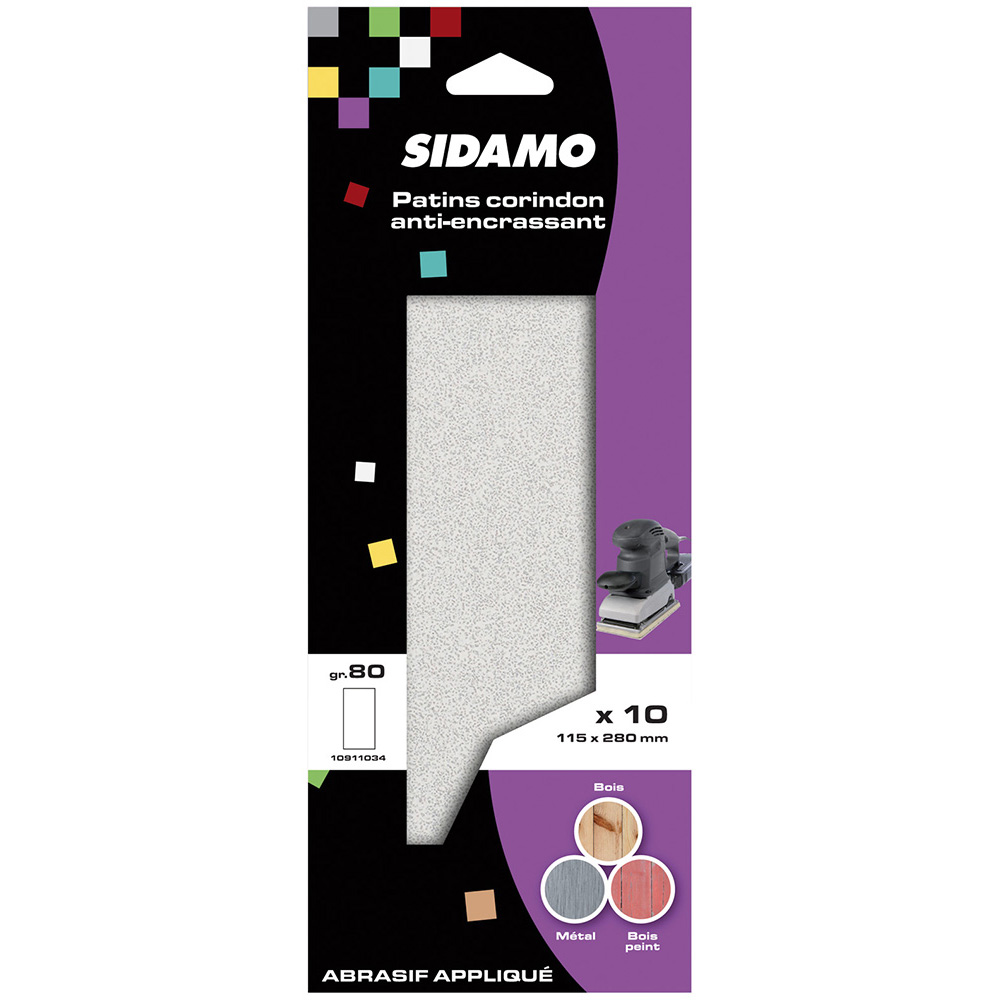 BLISTER 10 PATINS NON PERF.PAP CO.BLANC ANTI-ENCR.115X280 G80 SIDAMO - 10911034