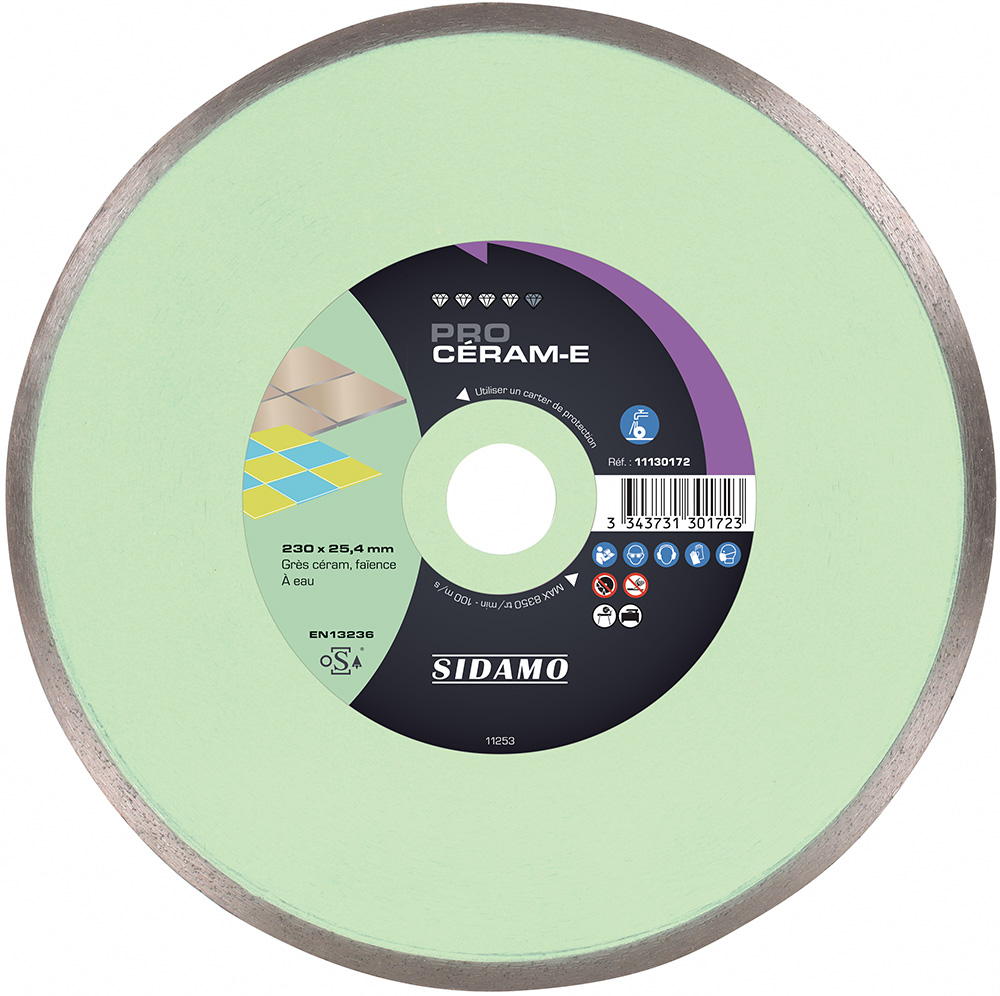 DISQUE DIAMANT PRO CERAM-E D. 230 x 25,4 x h 7 SIDAMO - 11130172