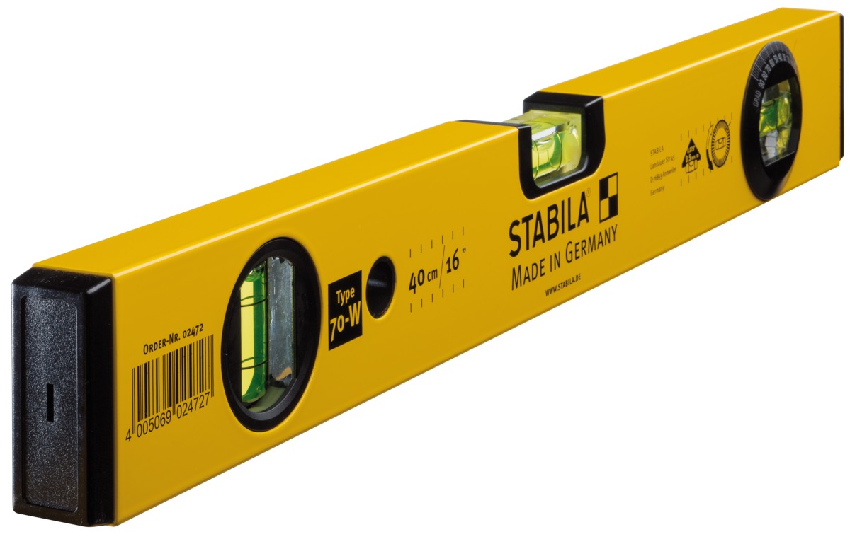 Niveau à bulle STABILA Type 70 W, 40 cm, avec fiole d’angle rotative - 02472