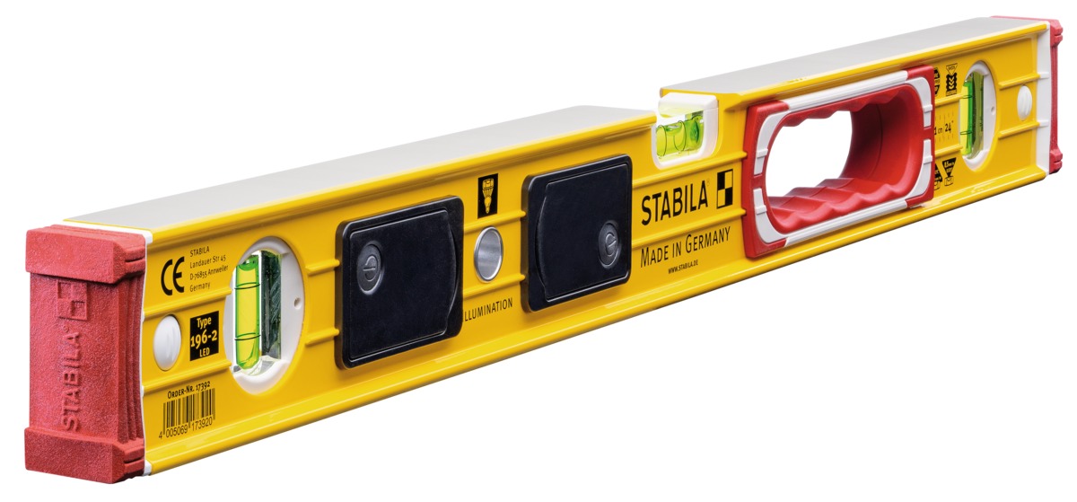 Niveau à bulle STABILA Type 196-2 LED, 61 cm, avec fioles éclairées - 17392