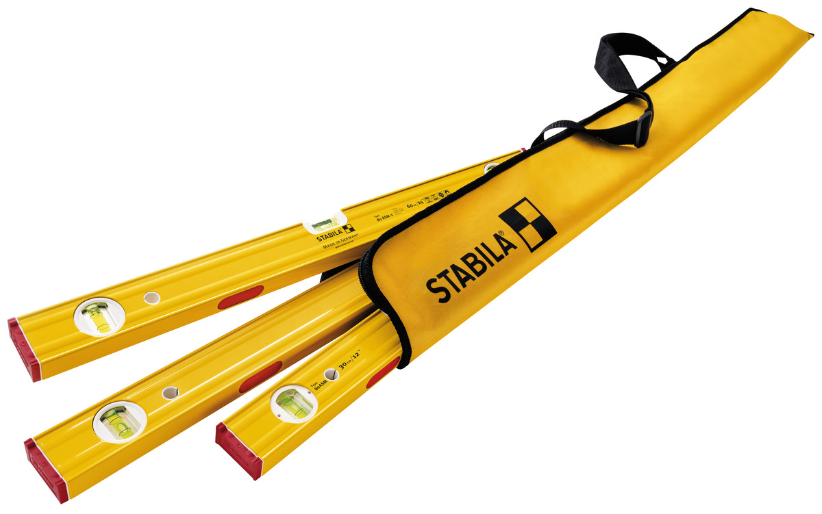 Set de niveaux à bulle STABILA PRO 80 ASM, avec système d’aimants aux terres rares, 120 cm / 60 cm / 30 cm / Housse - 19716