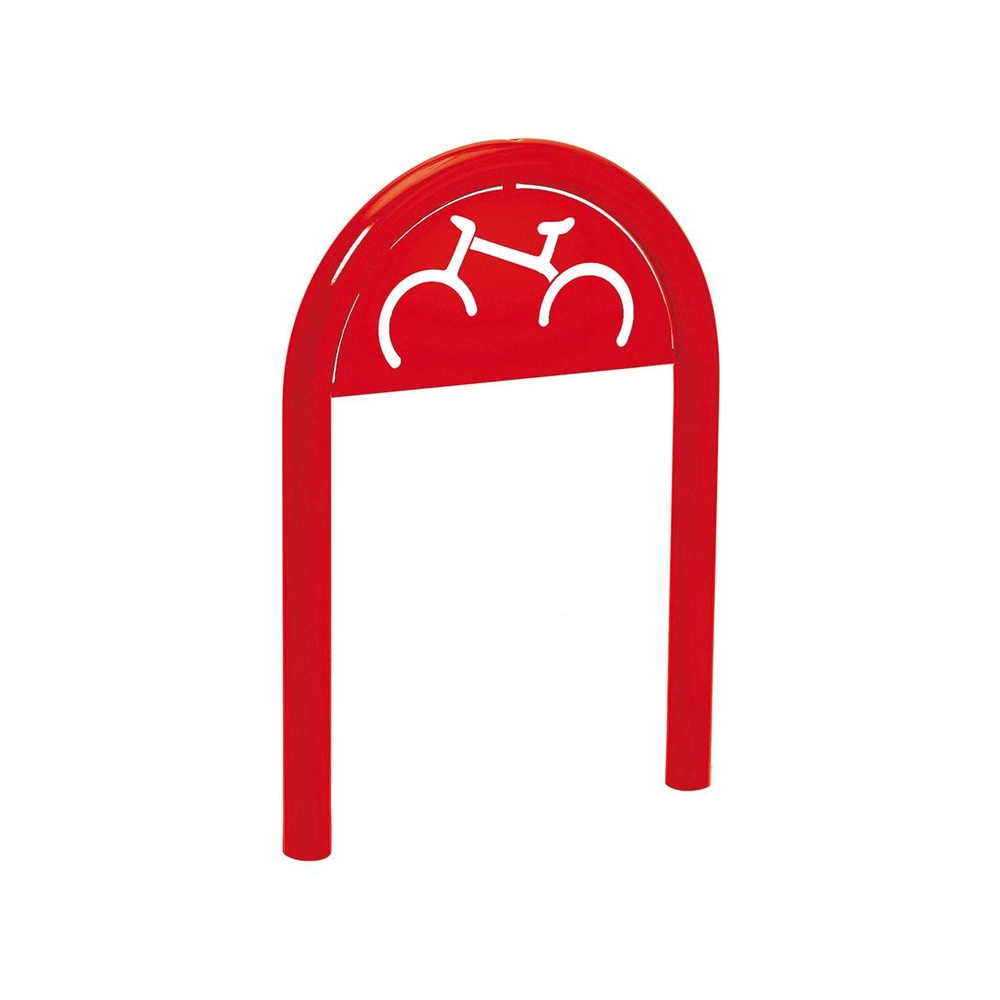 Appui vélos trombone Ø60mm RAL3020 - Version signalétique vélo - Scellement direct - PROCITY - 201053.3020