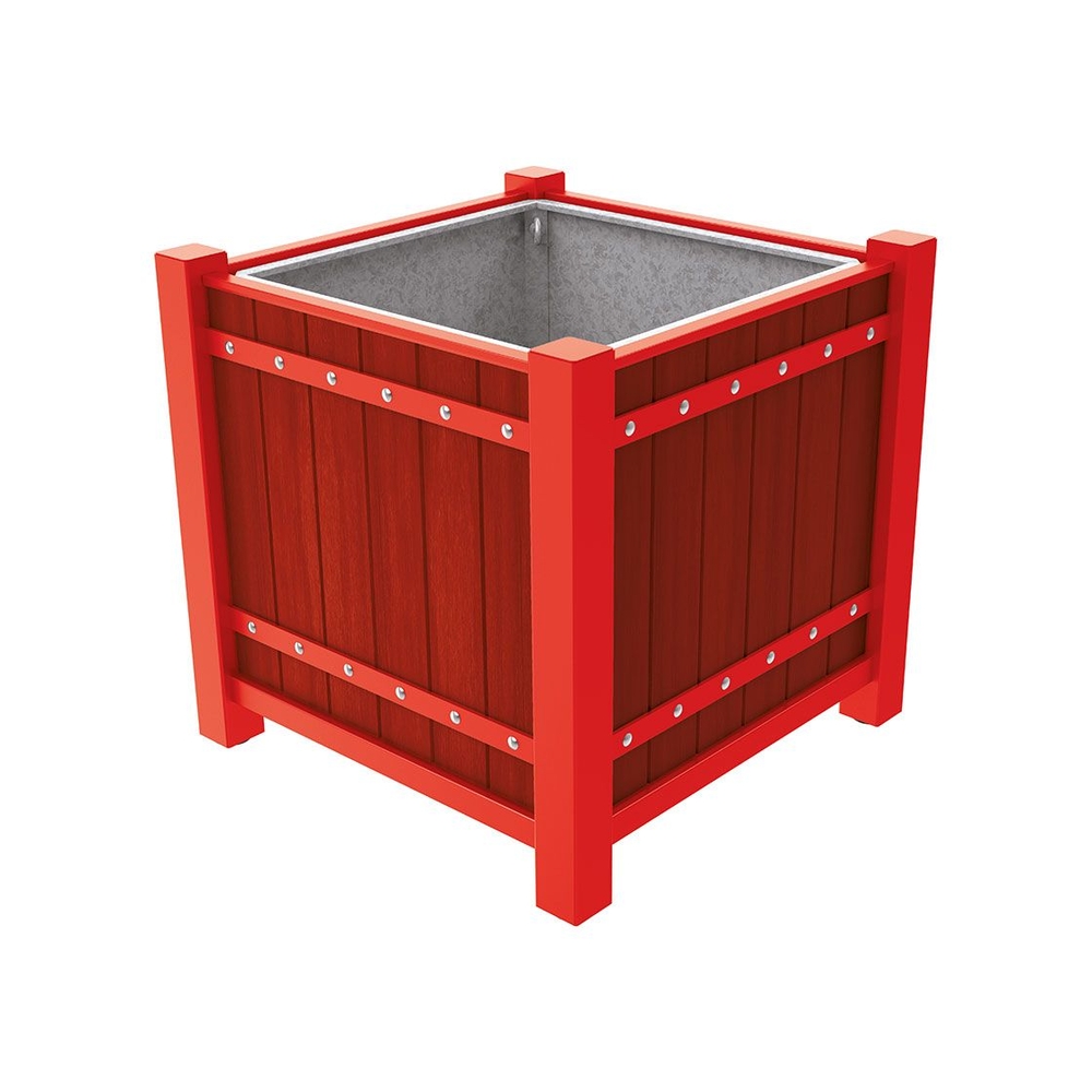Bac à palmier Sarlat RAL3020 - lasuré acajou - 1060x1060x960 - Bac acier amovible anneaux inclus - PROCITY - 201176.3020.ACAJ