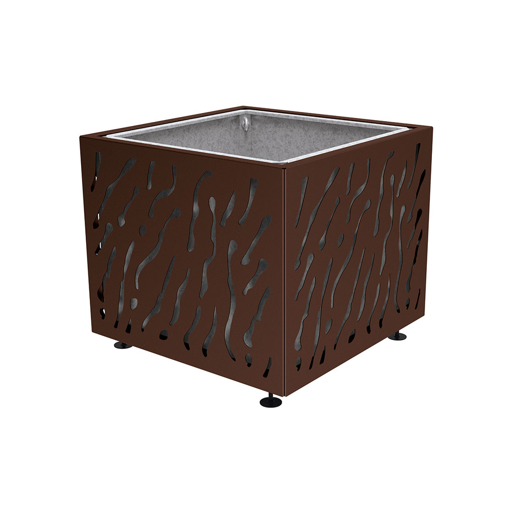 Bac à palmier Venise monochrome RAL8017 - 990x990x870 - Bac acier amovible anneaux inclus - PROCITY - 201492.8017