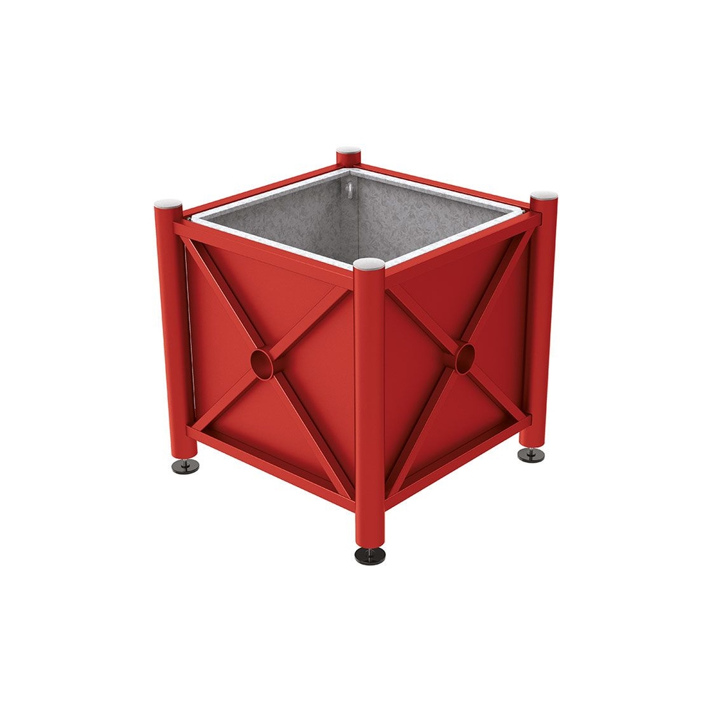 Bac à palmier acier Province Inox brossé RAL3004 - 800x800x750 - Bac acier amovible anneaux inclus - PROCITY - 201528.3004