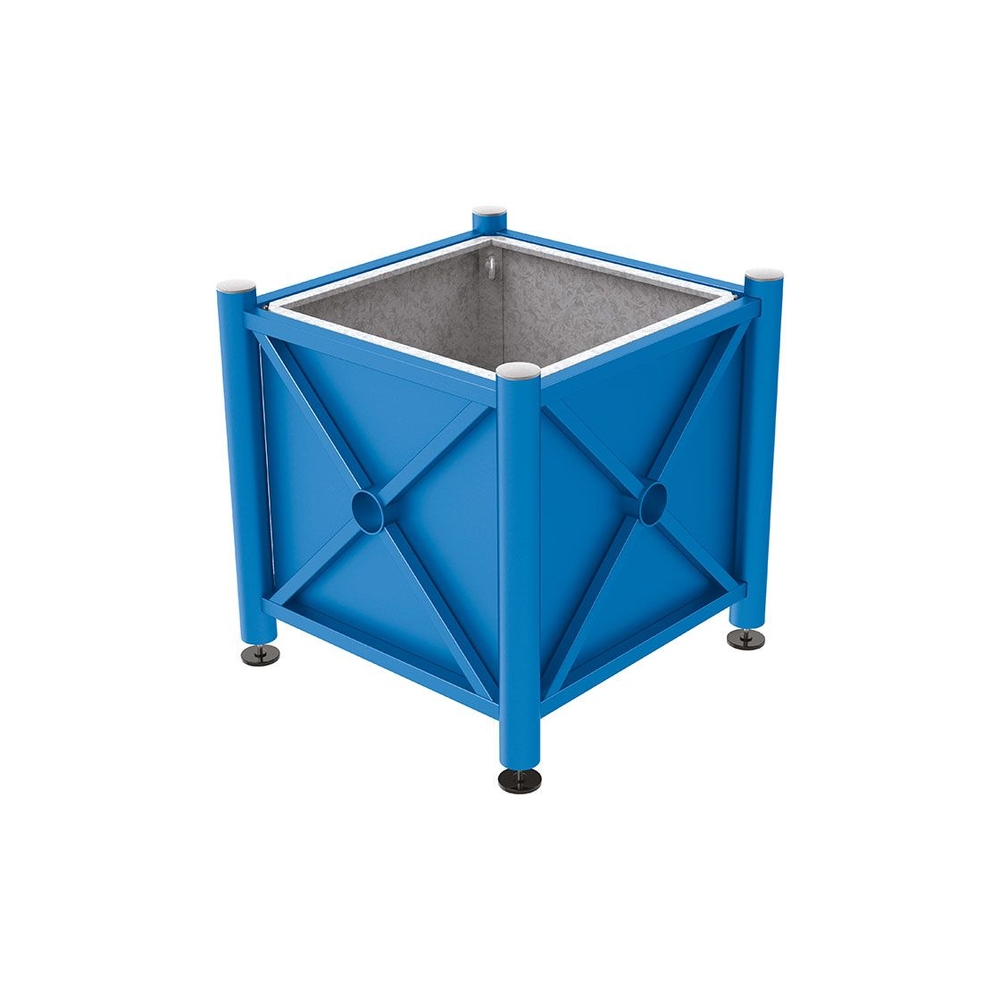 Bac à palmier acier Province Inox brossé RAL5010 - 800x800x750 - Bac acier amovible anneaux inclus - PROCITY - 201528.5010