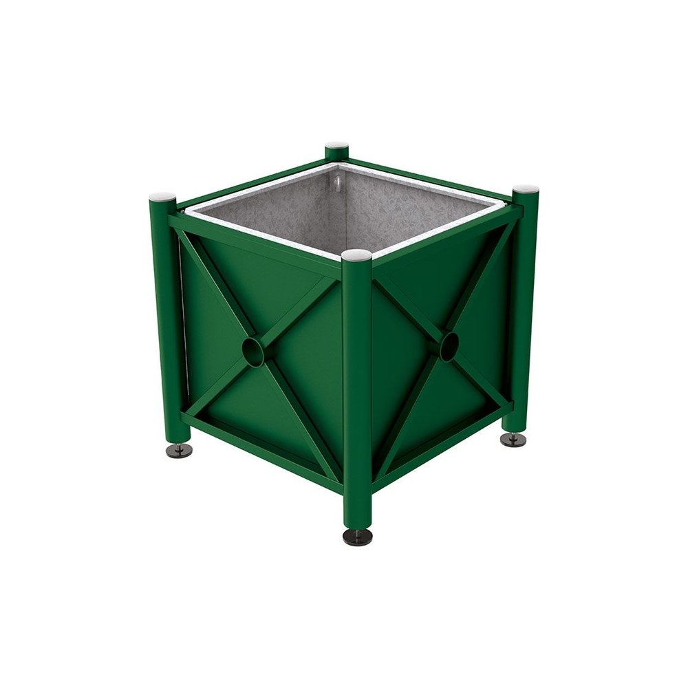 Bac à palmier acier Province Inox brossé RAL6005 - 800x800x750 - Bac acier amovible anneaux inclus - PROCITY - 201528.6005
