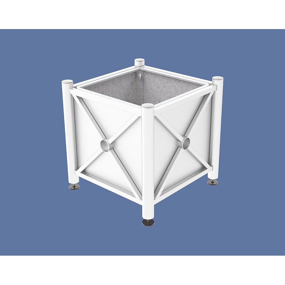 Bac à palmier acier Province Inox brossé RAL9010 - 800x800x750 - Bac acier amovible anneaux inclus - PROCITY - 201528.9010