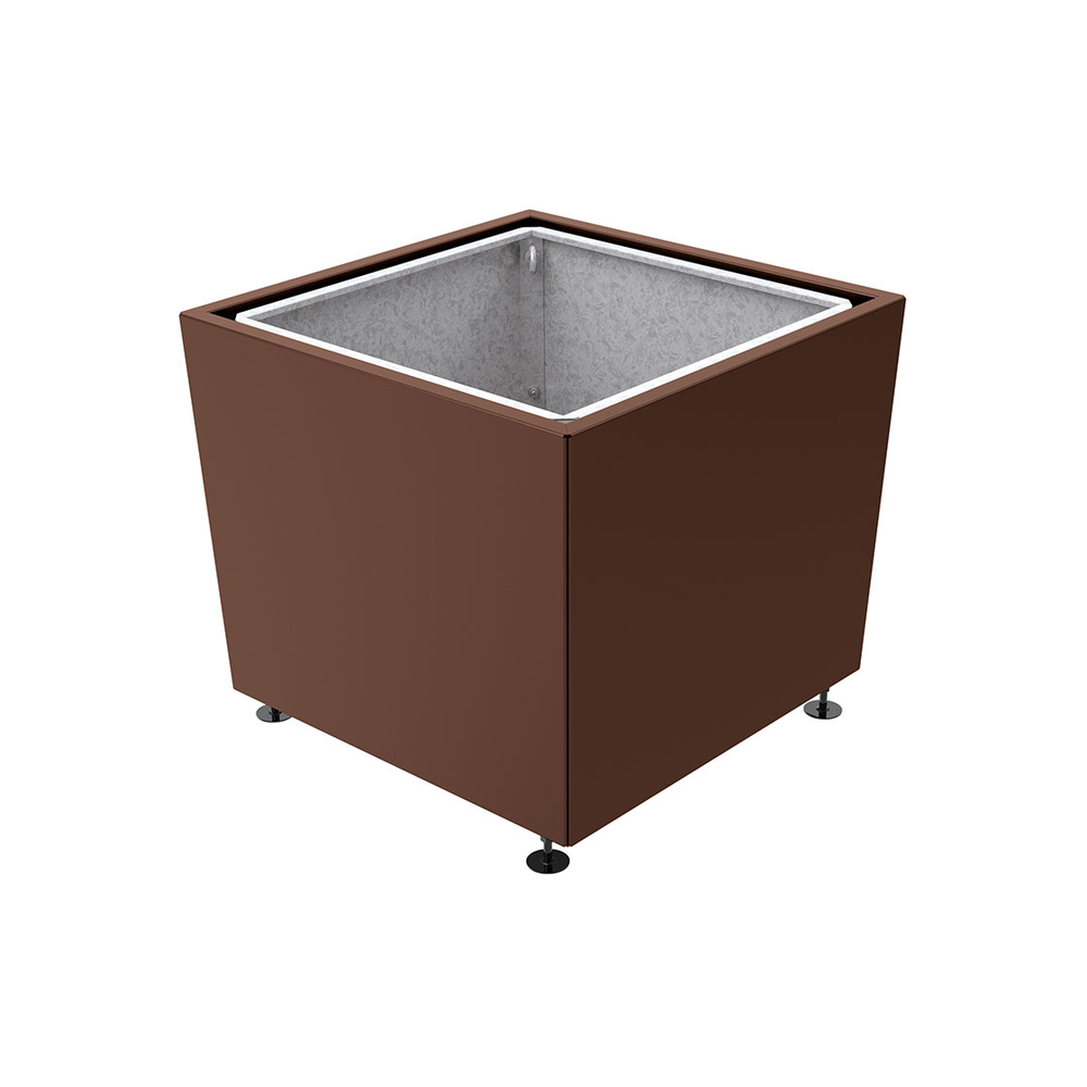 Bac à palmier Olbia carré RAL8017 - 995x995x810 - Bac acier amovible anneaux inclus - PROCITY - 201544.8017