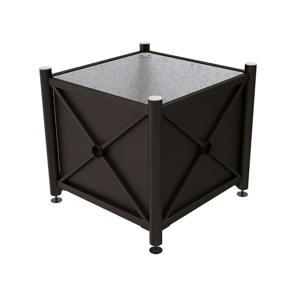 Bac à palmier acier Province Inox brossé RAL9005 - 1000x1000x900 - Intérieur tôle galva - PROCITY - 201704.9005