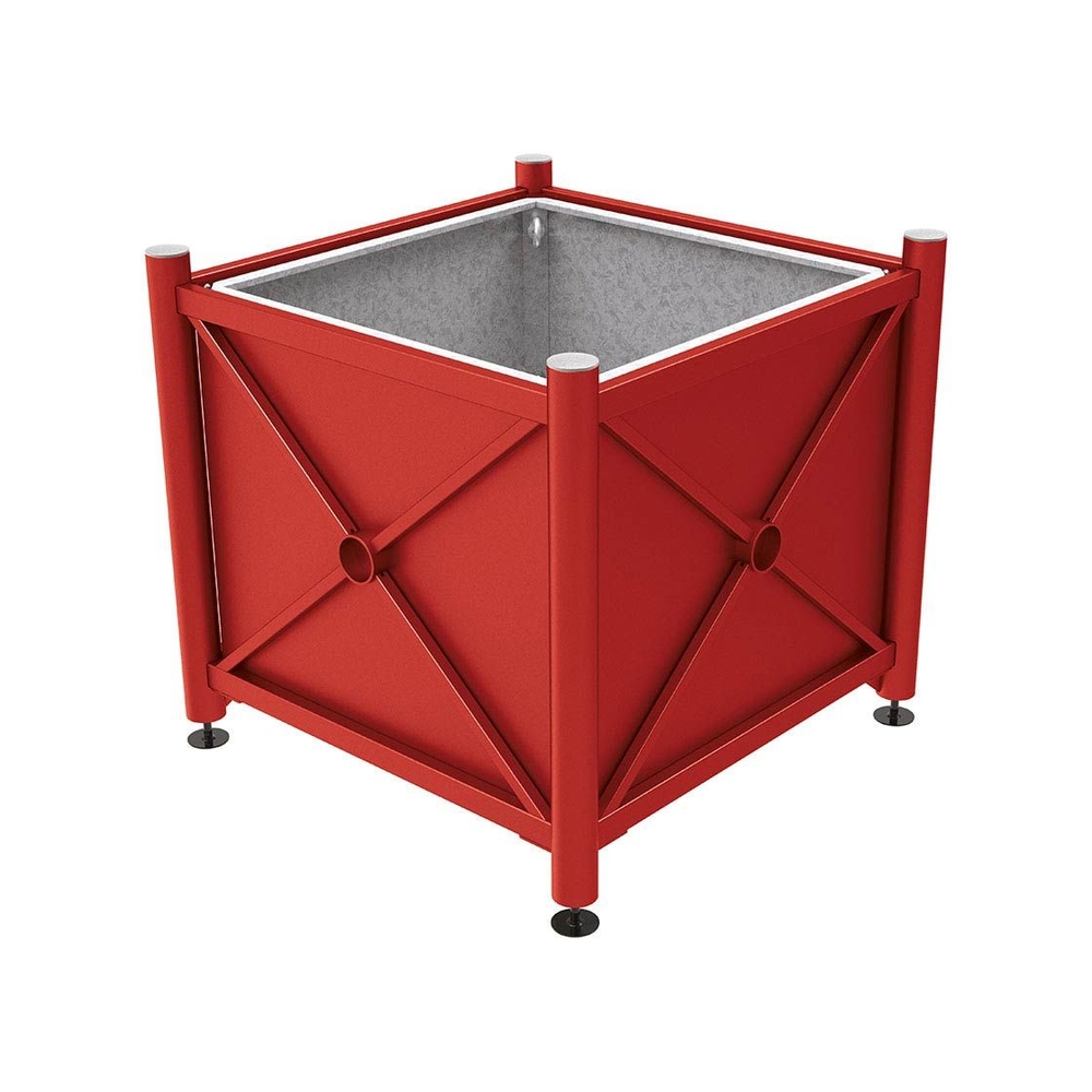 Bac à palmier acier Province Inox brossé RAL3004 - 1000x1000x900 - Bac acier amovible anneaux inclus - PROCITY - 201714.3004