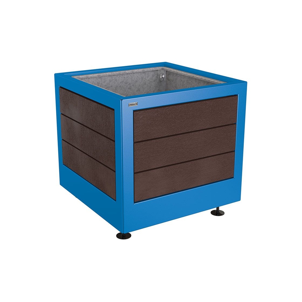 Bac à palmier Silaos acier et plastique recyclé RAL5010 - 800x800x700 - Bac acier amovible anneaux inclus - PROCITY - 201736.5010