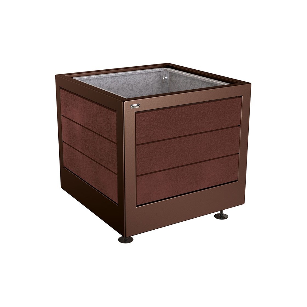 Bac à palmier Silaos acier et plastique recyclé RAL8017 - 800x800x700 - Bac acier amovible anneaux inclus - PROCITY - 201736.8017