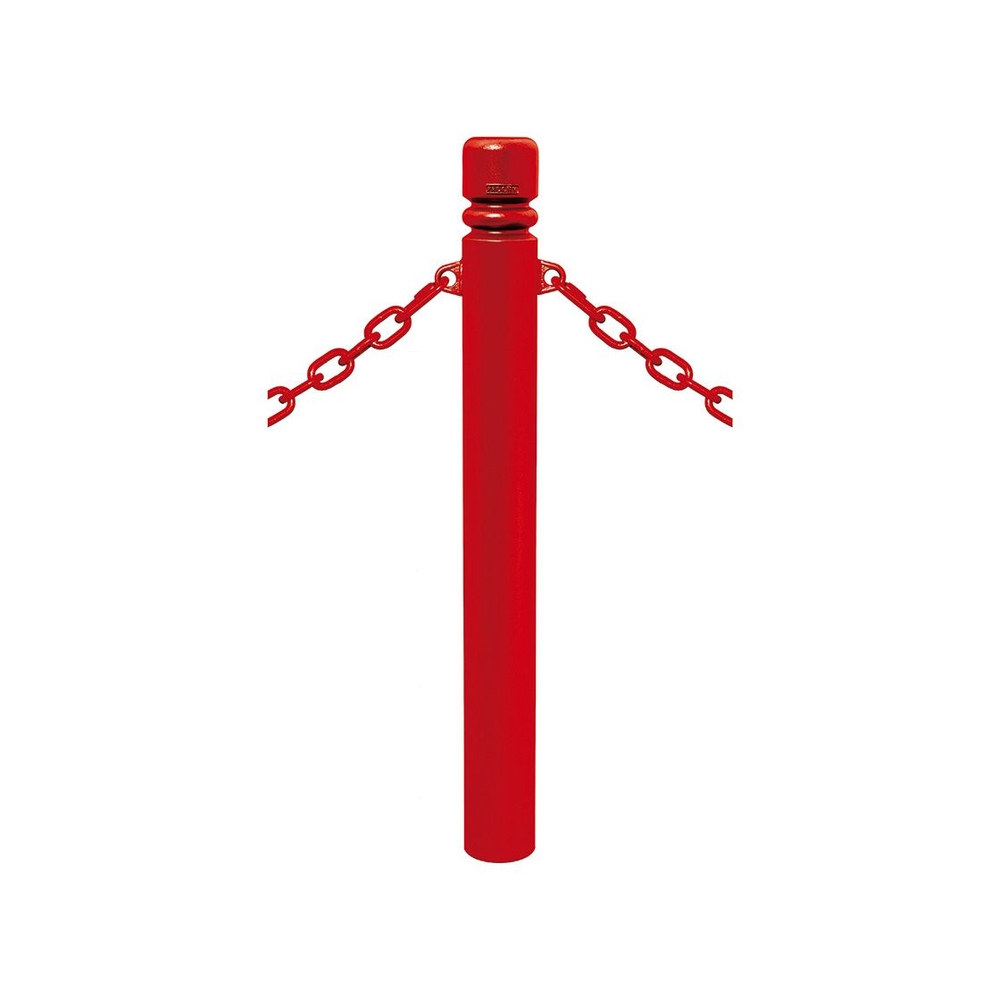 Potelet Province à chaînes RAL3020 - Potelet Ø114mm - 2 anneaux - Pommeau City - PROCITY - 206495.3020