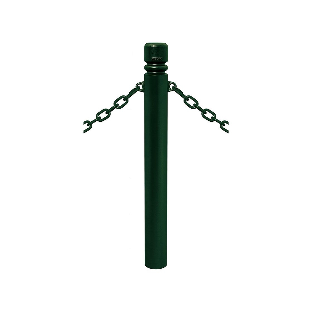 Potelet Province à chaînes RAL6005 - Potelet Ø114mm - 2 anneaux - Pommeau City - PROCITY - 206495.6005