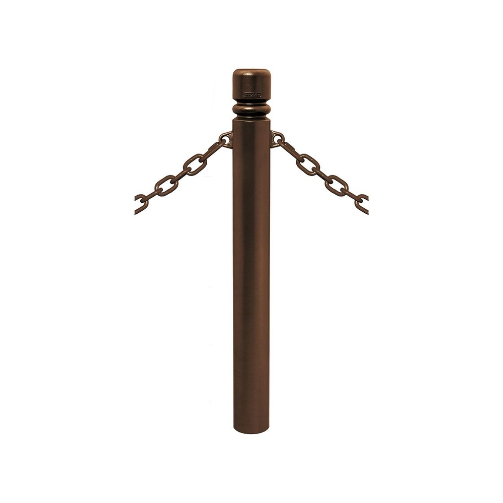 Potelet Province à chaînes RAL8017 - Potelet Ø114mm - 2 anneaux - Pommeau City - PROCITY - 206495.8017