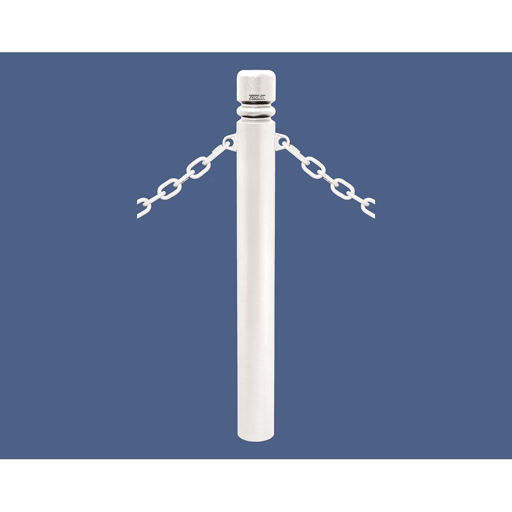 Potelet Province à chaînes RAL9010 - Potelet Ø114mm - 2 anneaux - Pommeau City - PROCITY - 206495.9010