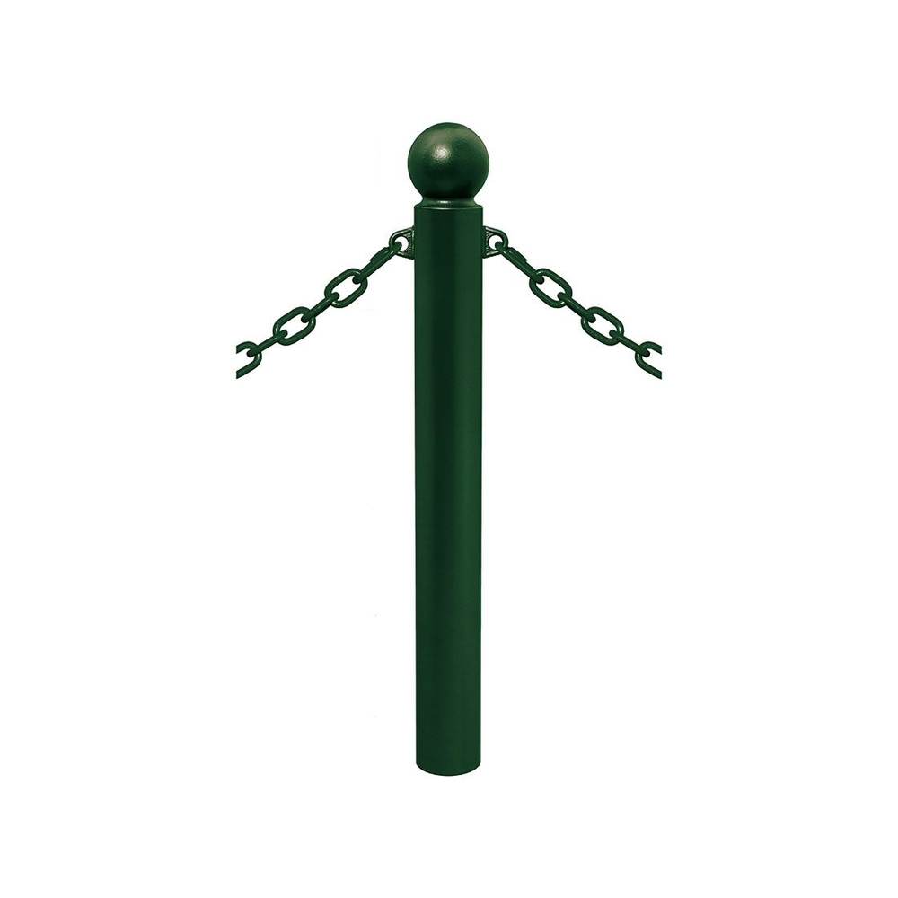 Potelet Province à chaînes RAL6005 - Potelet Ø114mm - 2 anneaux - Pommeau Boule - PROCITY - 206526.6005