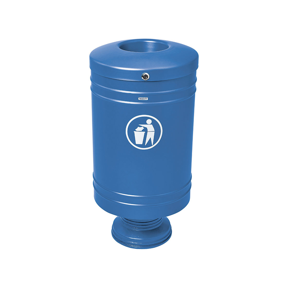 Corbeille Gascogne socle en fonte 60 litres RAL5010 - Socle en fonte - PROCITY - 208100.5010
