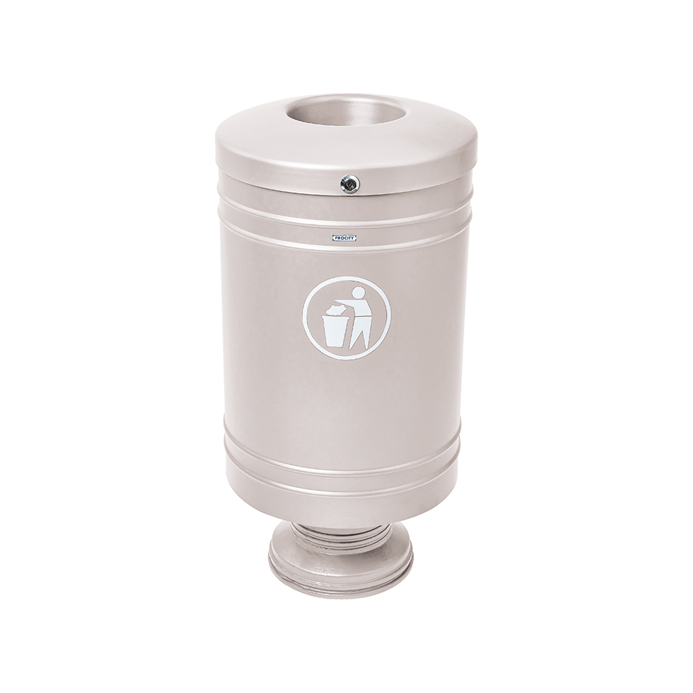 Corbeille Gascogne socle en fonte 60 litres RAL7044 - Socle en fonte - PROCITY - 208100.7044
