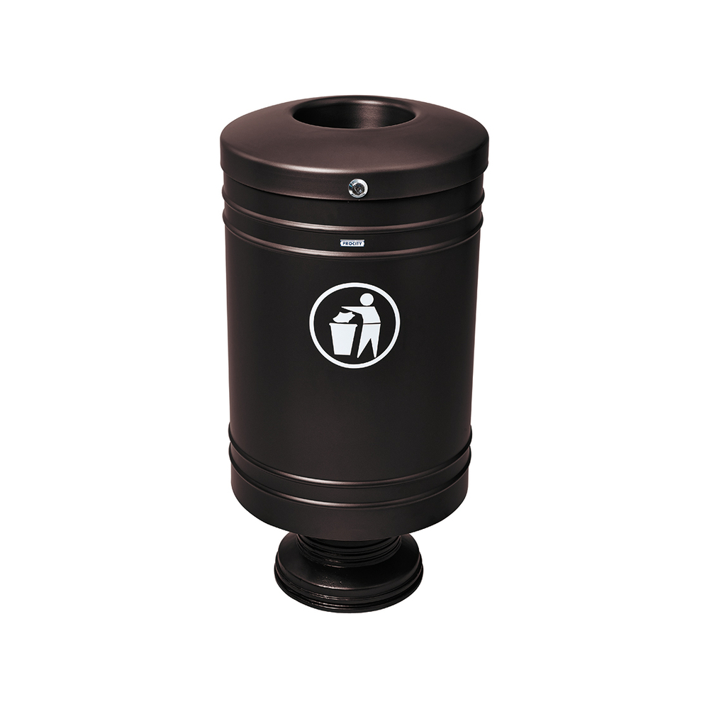 Corbeille Gascogne socle en fonte 60 litres RAL9005 - Socle en fonte - PROCITY - 208100.9005