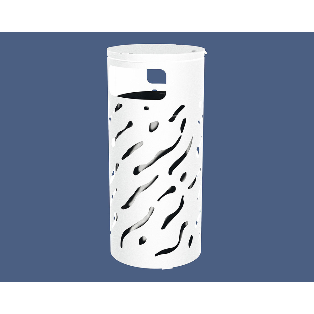 Corbeille Venise couvercle réhaussé 80 litres RAL9010 - Couvercle rehaussé seau Galva - PROCITY - 208103.9010