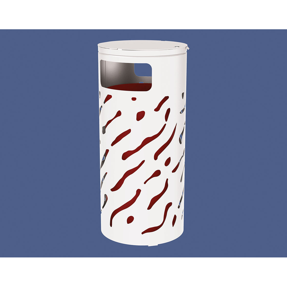 Corbeille Venise couvercle réhaussé 80 litres RAL9010 - Couvercle rehaussé seau peint sur Galva - PROCITY - 208107.9010