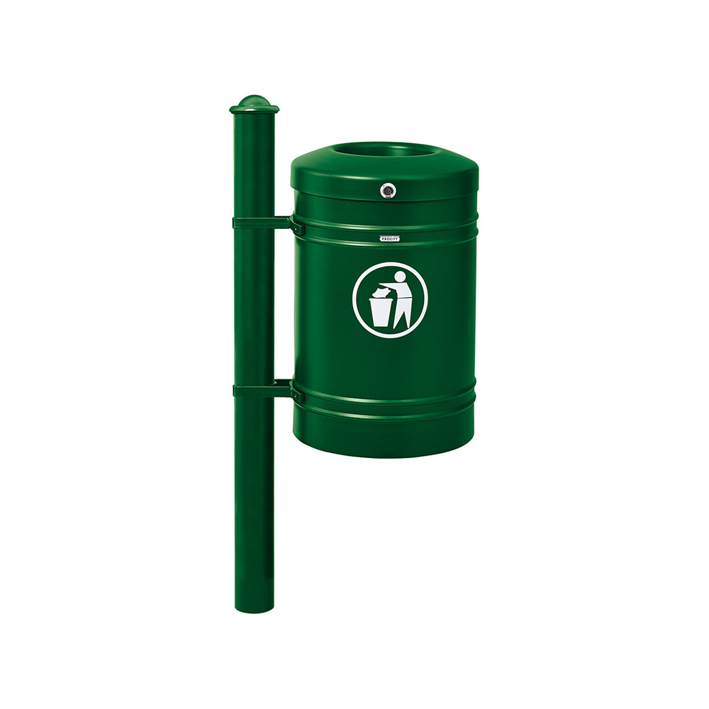 Corbeille Guyenne Agora 40 litres RAL6005 - Pied latéral - PROCITY - 208118.6005