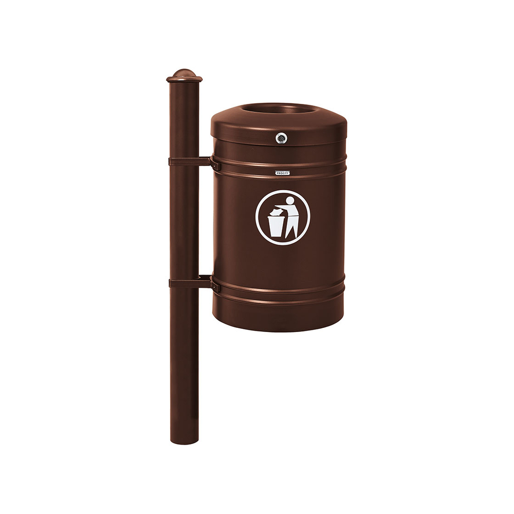 Corbeille Guyenne Agora 40 litres RAL8017 - Pied latéral - PROCITY - 208118.8017