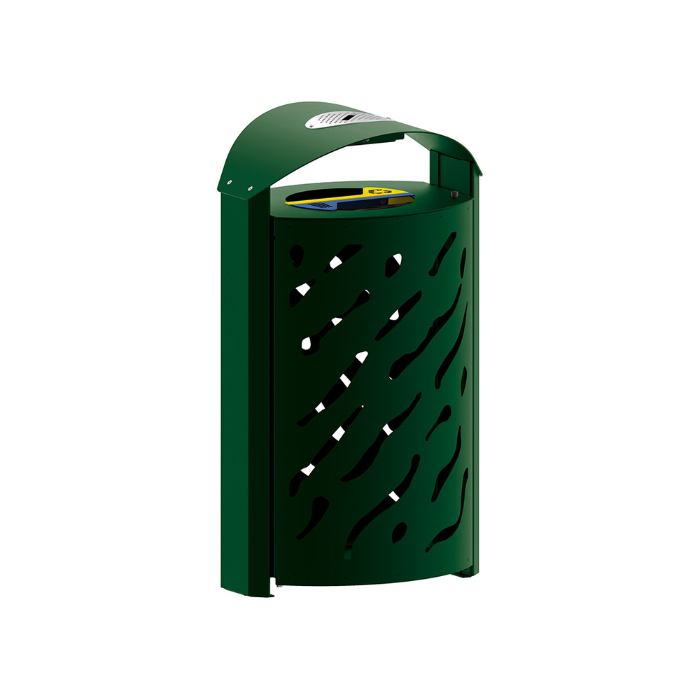 Corbeille Venise Tri sélectif 2x60 litres RAL6005 - couvercle réhaussé et cendrier - PROCITY - 208123.6005